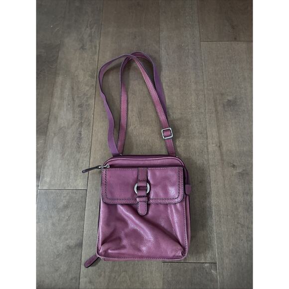 Fossil Purple Leather Crossbody Purse Bag with Adjustable Strap - Picture 1 of 5